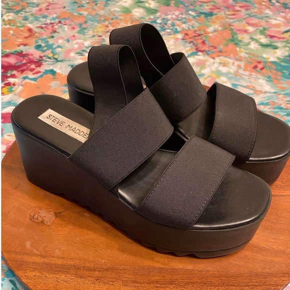 Steve Madden Ramzi Platform Strappy Sandals Black Made In Italy US 5.5 - Picture 4 of 12